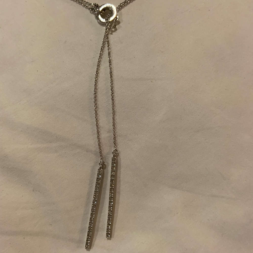 Silver Touchstone crystal lariat necklace